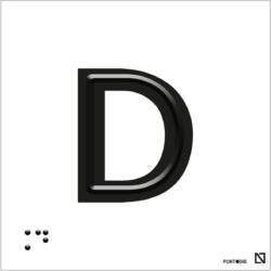 Placa Letra D en braille y altorrelieve, en aluminio