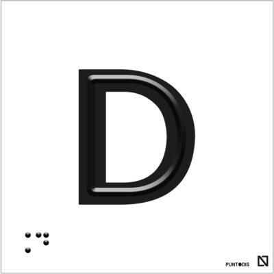 Placa Letra D en braille y altorrelieve, en aluminio