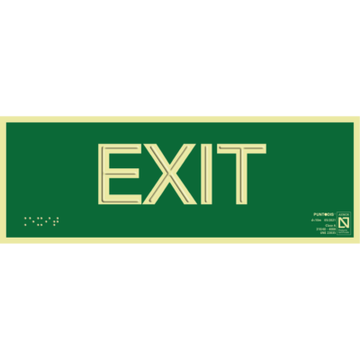 Placa fotoluminiscente EXIT, braille y altorrelieve