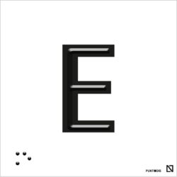 Placa Letra E en braille y altorrelieve, en aluminio