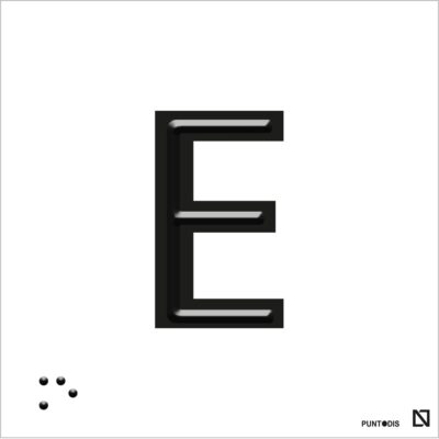 Placa Letra E en braille y altorrelieve, en aluminio