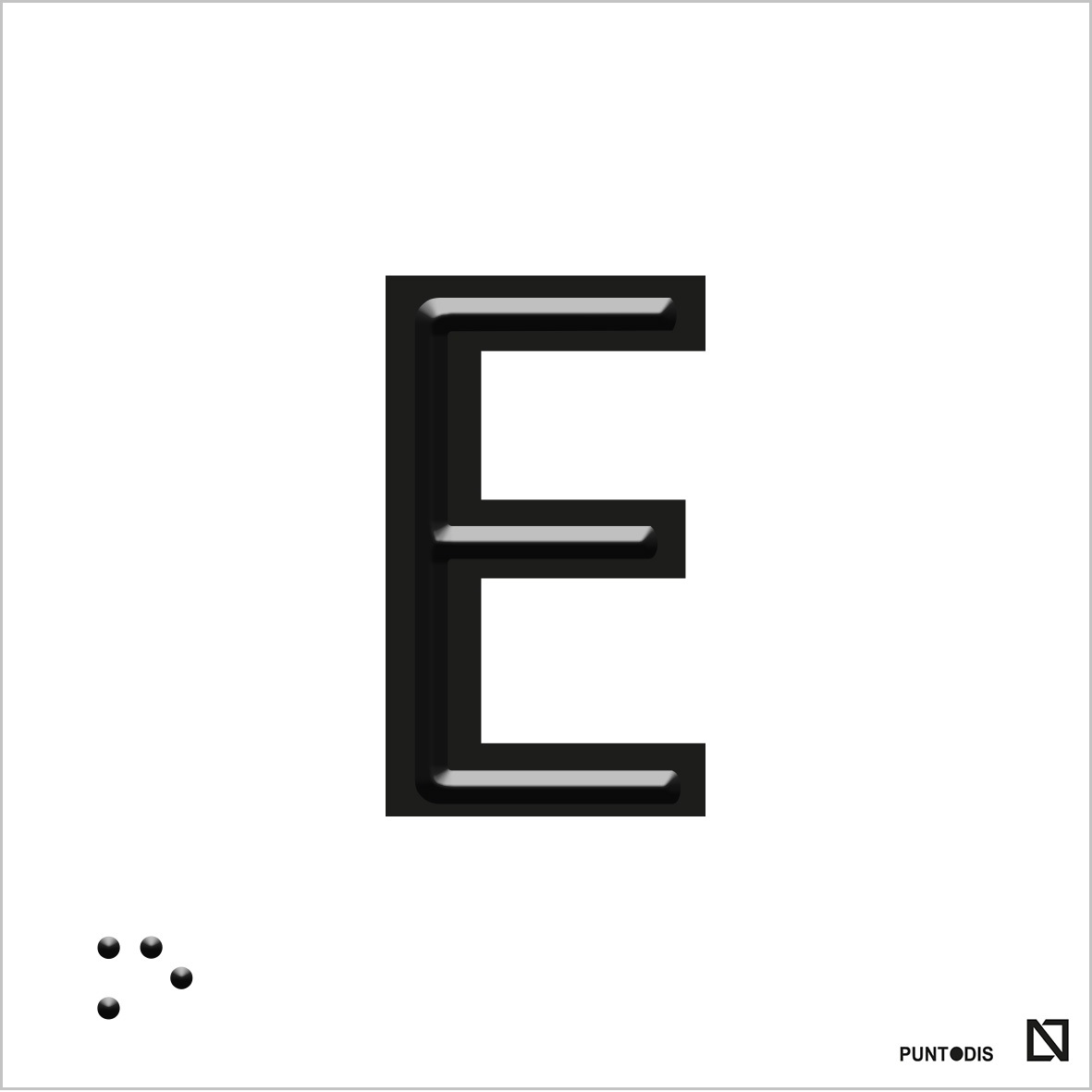 Placa Letra E en braille y altorrelieve, en aluminio