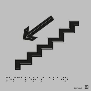 Placa Escaleras abajo en braille y altorrelieve