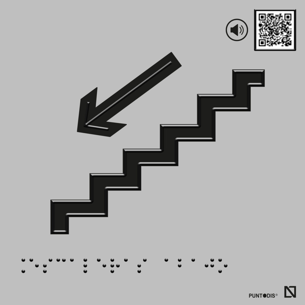 Placa Escaleras abajo en braille y altorrelieve