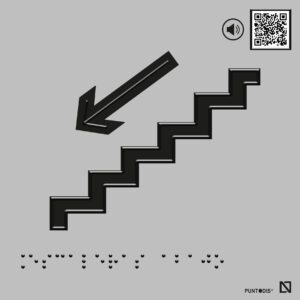 Placa Escaleras abajo en braille y altorrelieve