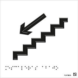 Placa Escaleras abajo en braille y altorrelieve