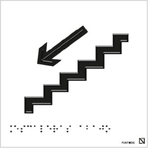 Placa Escaleras abajo en braille y altorrelieve