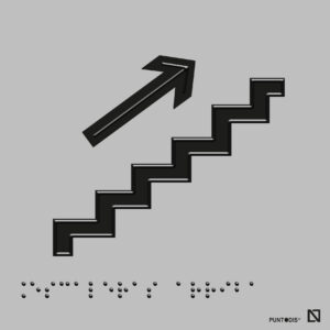 Placa Escaleras arriba en braille y altorrelieve