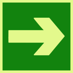 Placa fotoluminiscente Flecha horizontal con braille y altorrelieve