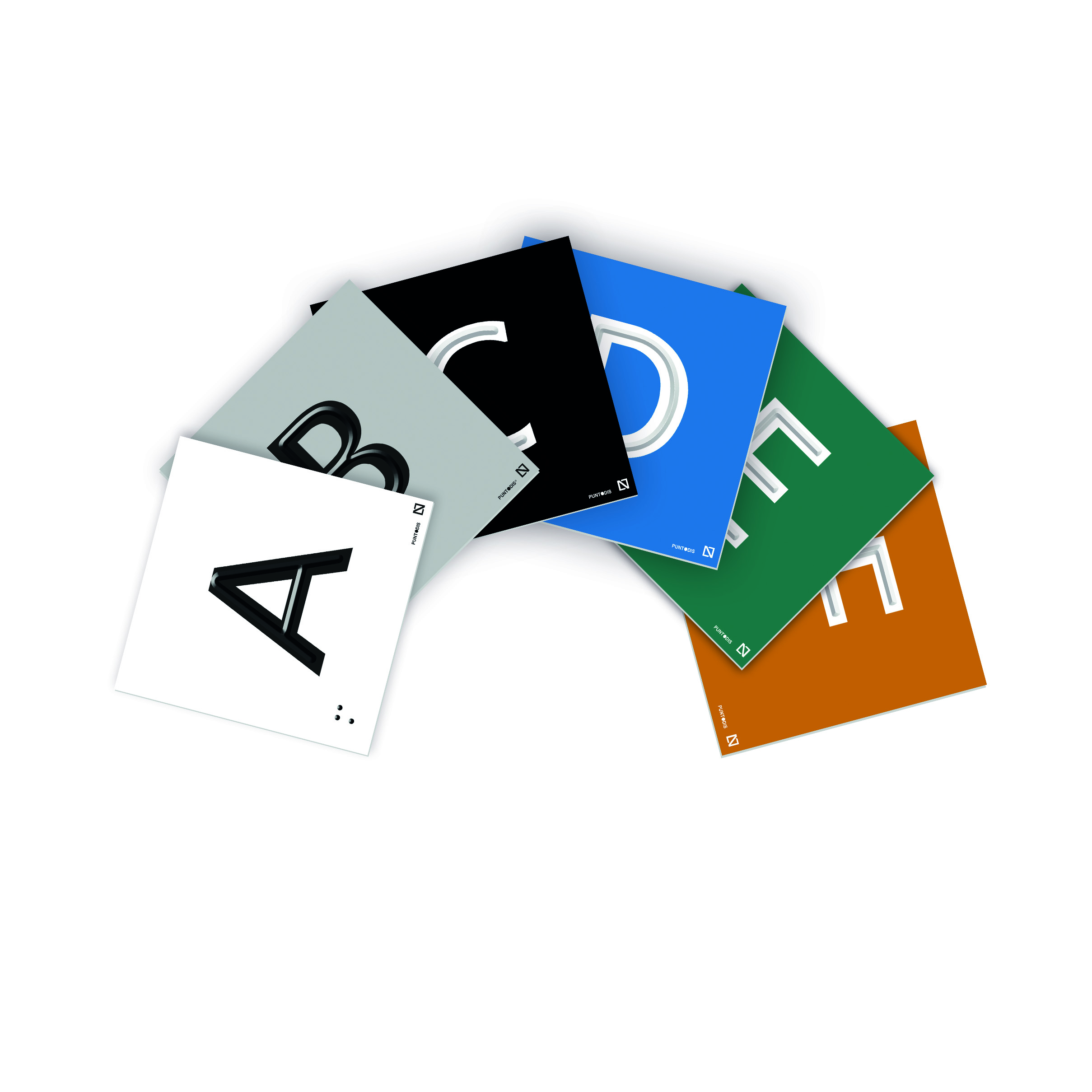 Colores que se disponen para realizar las placas blanco, gris, negro, azul, verde y naranja.