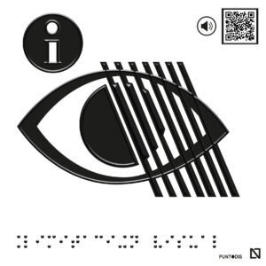 Placa Limitación visual en braille y altorrelieve con QR, y en aluminio