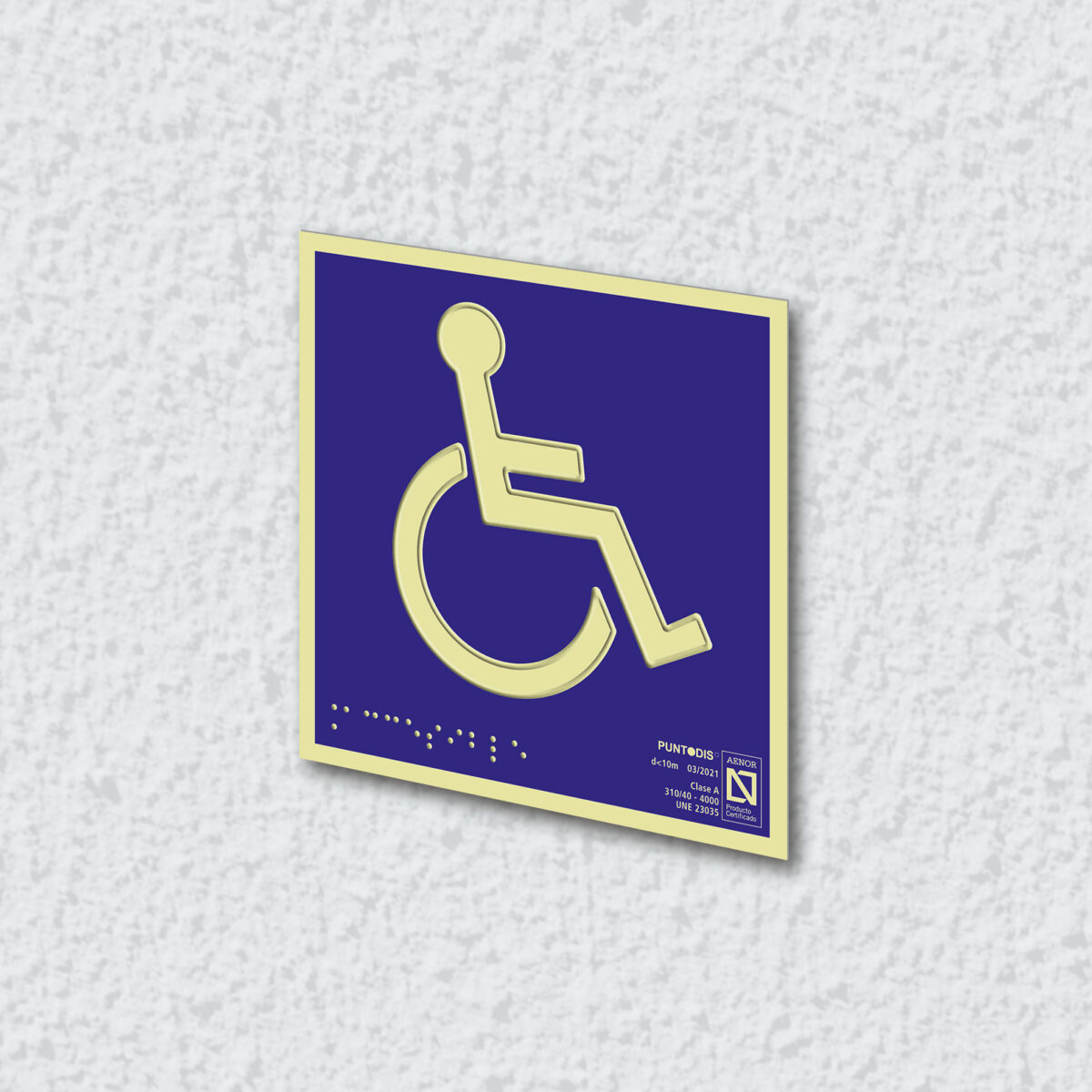 Ejemplo de colocación en pared de la placa