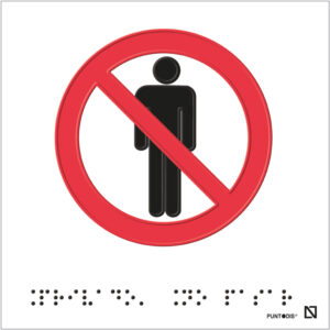 Placa con pictograma Privado no pasar en braille