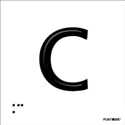 Placa letra C en braille y altorrelieve