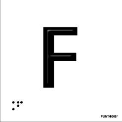 Placa letra F en braille y altorrelieve