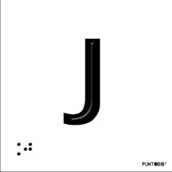 Placa letra J en braille y altorrelieve