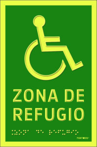 rótulo con braille zona de refugio