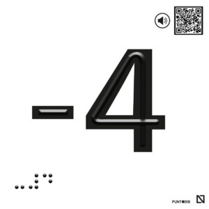 Placa -4 en braille y altorrelieve con QR, y en aluminio