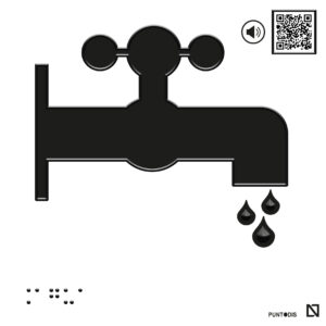 Placa Agua en braille y altorrelieve con QR, y en aluminio