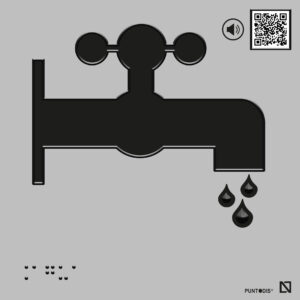 Placa Agua en braille, altorrelieve y con QR, en aluminio