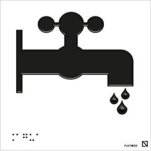 Placa Agua en braille y altorrelieve, en aluminio