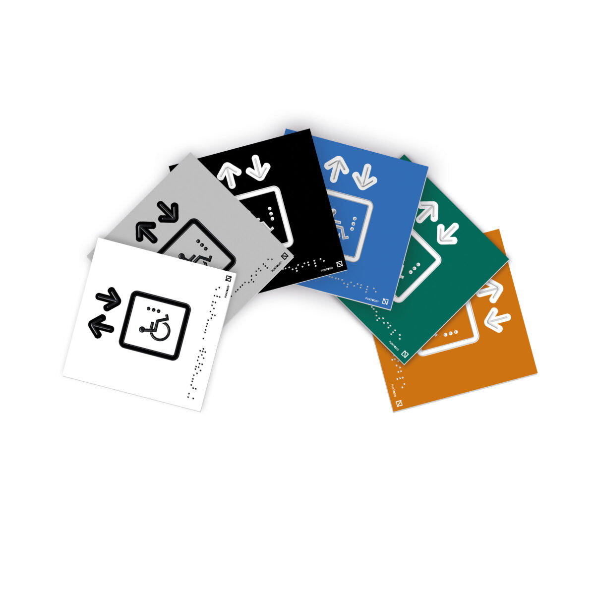 Colores que se disponen para realizar las placas blanco, gris, negro, azul, verde y naranja.