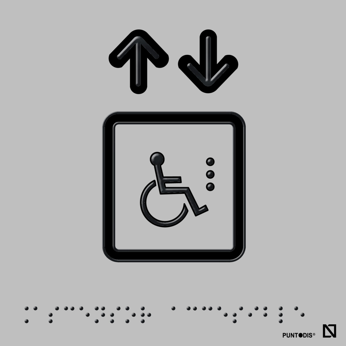 Placa ascensor accesible en braille y altorrelieve, en aluminio