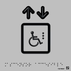 Placa ascensor accesible en braille y altorrelieve, en aluminio