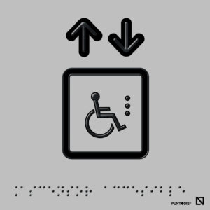 Placa ascensor accesible en braille y altorrelieve, en aluminio