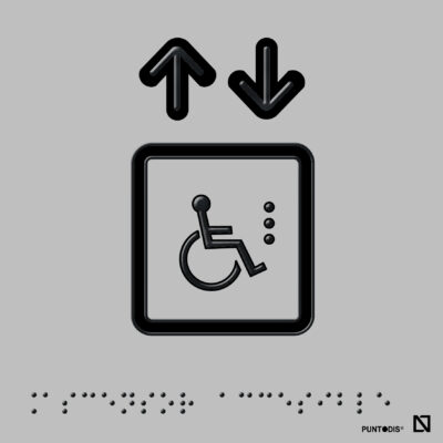 Placa ascensor accesible en braille y altorrelieve, en aluminio