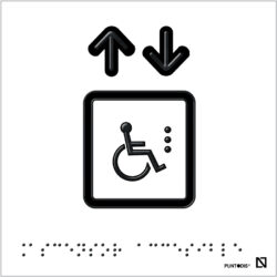 Placa con pictograma ascensor accesible en braille