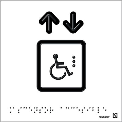 Placa con pictograma ascensor accesible en braille