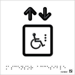 Placa ascensor accesible en braille y altorrelieve, en aluminio