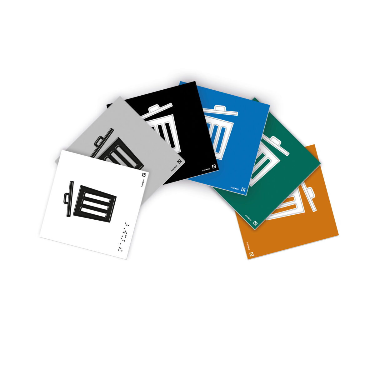 Colores que se disponen para realizar las placas blanco, gris, negro, azul, verde y naranja.
