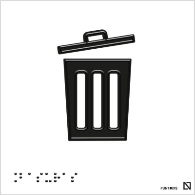 Placa Basuras en braille y altorrelieve, en aluminio