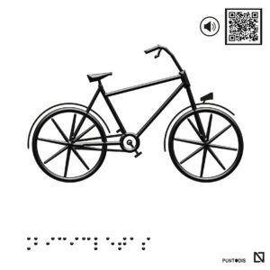 Placa Bicicletas en braille y altorrelieve con QR, y en aluminio