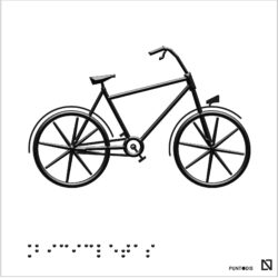 Placa Bicicletas en braille y altorrelieve, en aluminio