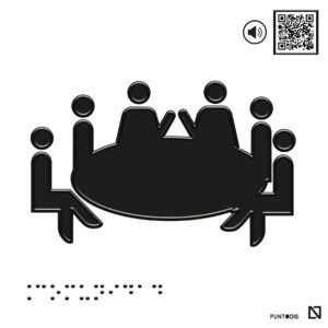 Placa Comunidad en braille y altorrelieve con QR, y en aluminio