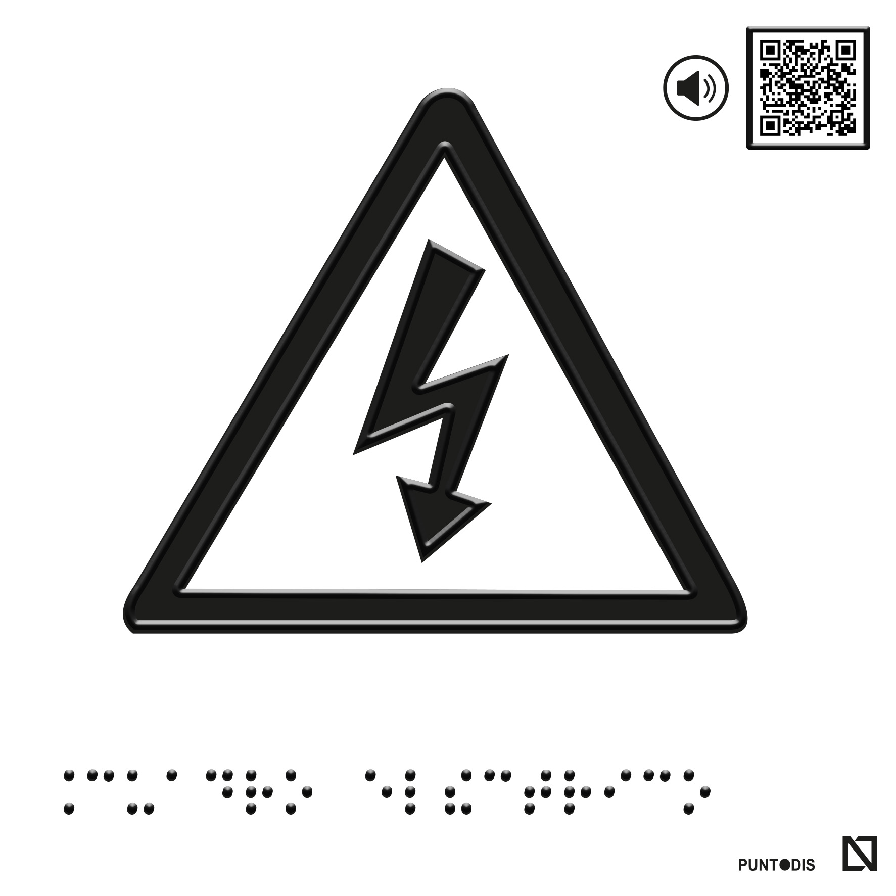 Placa Cuadro eléctrico en braille y altorrelieve con QR, y en aluminio