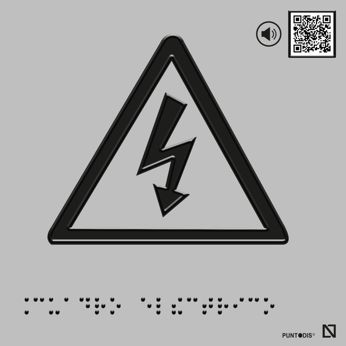 Placa Cuadro eléctrico braille y altorrelieve en aluminio,con QR