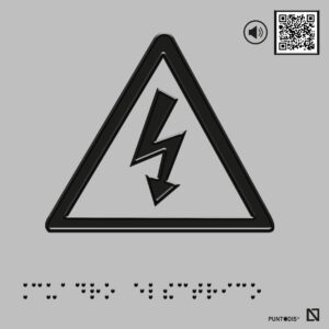 Placa Cuadro eléctrico braille y altorrelieve en aluminio,con QR