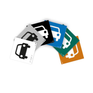 Colores que se disponen para realizar las placas blanco, gris, negro, azul, verde y naranja.