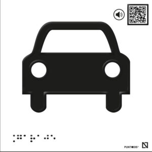 Placa Garaje en braille y altorrelieve, en aluminio con QR