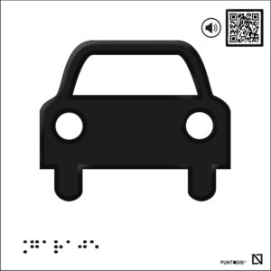 Placa Garaje en braille y altorrelieve, en aluminio con QR