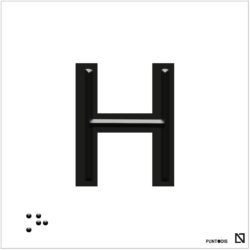 Placa Letra H en braille y altorrelieve, en aluminio