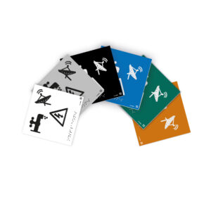 Colores que se disponen para realizar las placas blanco, gris, negro, azul, verde y naranja.