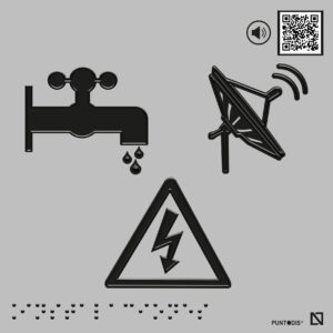 Placa Instalaciones con QR, braille y altorrelieve