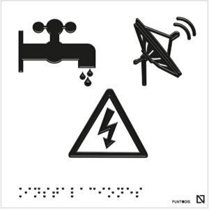 Placa Instalaciones en braille y altorrelieve, en aluminio