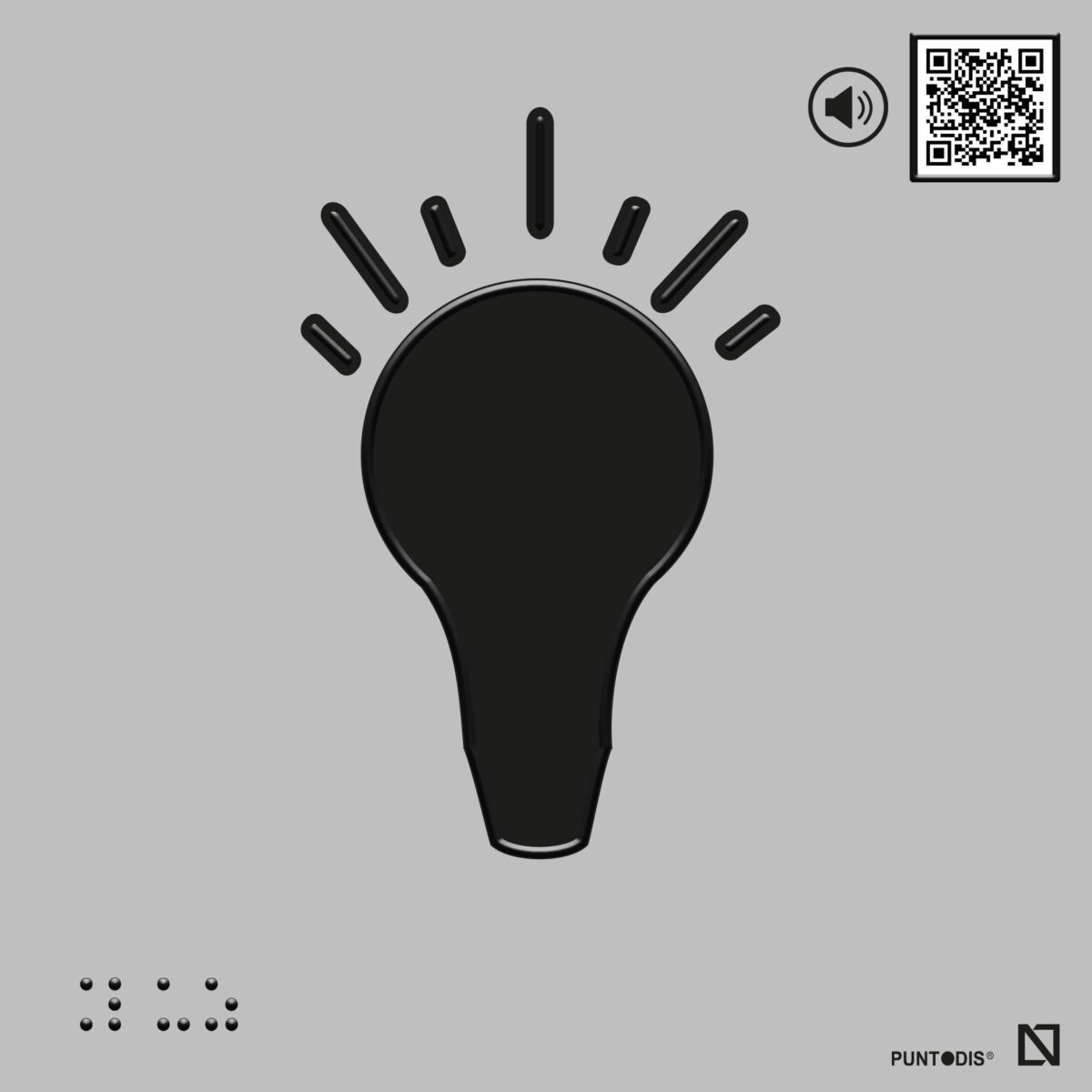 Placa Luz con QR, braille y altorrelieve