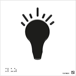 Placa Luz en braille y altorrelieve, en aluminio